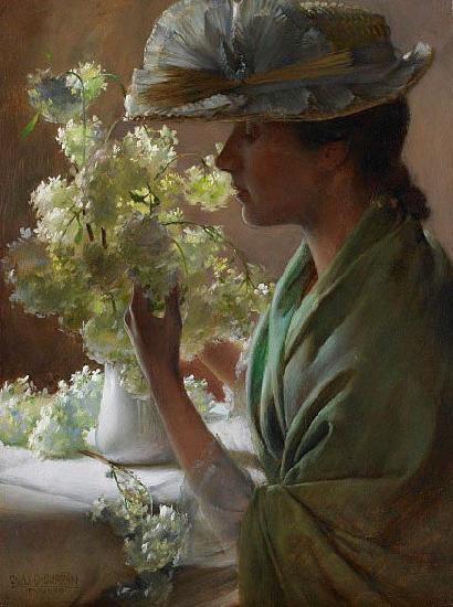 Charles Courtney Curran Lady with a Bouquet Germany oil painting art